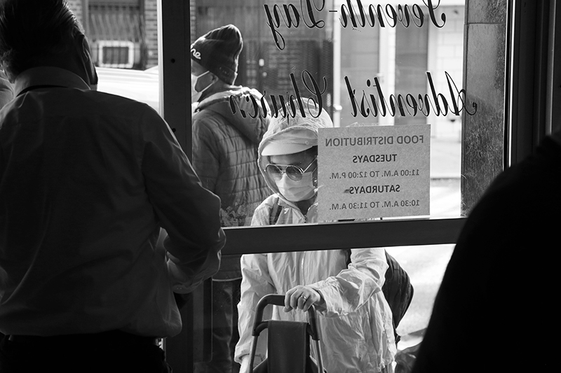 2020 : Food Lines : Seventh Day Adventists Help the Needy : Streetlife : New York City : Times Square : Richard Moore : Photographer : Photojournalist